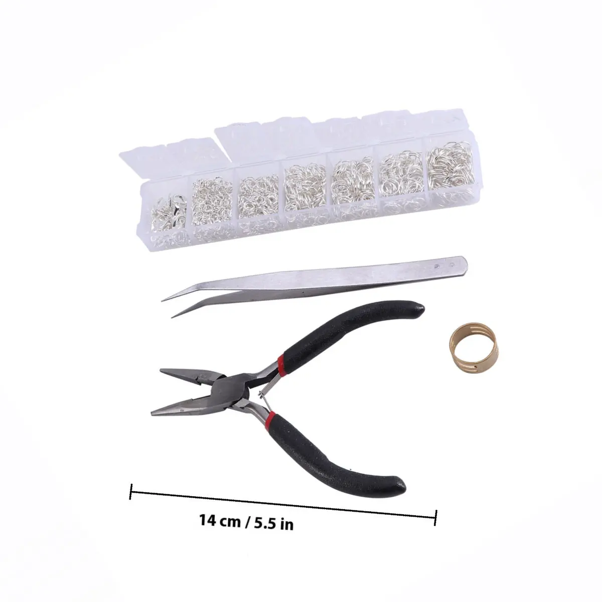 7-Grid Jewelry Findings Starter Kit Jewelry Making Set Opening Rings Closed Rings Lobster Buckles Storage Case Pliers Tong Tools
