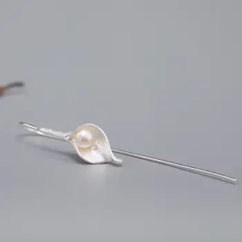 Lotus Fun 925純銀時尚馬蹄蓮珍珠長款吊墜耳環,女士禮物,約會佳品,高品質精美珠寶 12 最佳銷售 蓮花樂趣 - №11