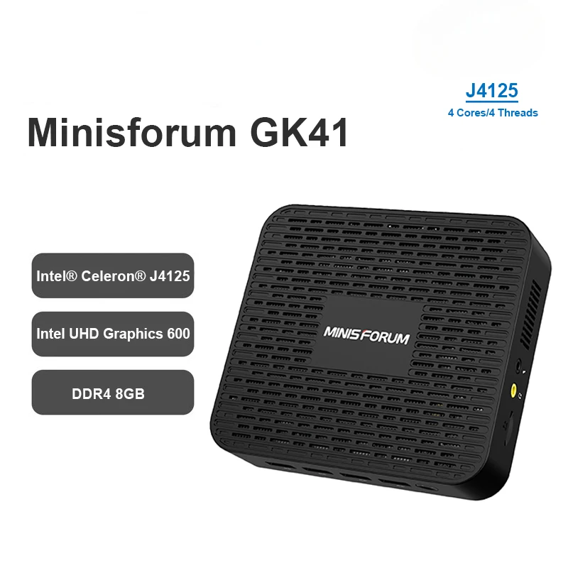 GK41 Intel Celeron Mini PC, Windows 11, J4125, Quad Core, DDR4, 8GB, 256GB, SSD, WiFi, 4K60Hz, área de trabalho, escritório, computador de jogos, Linux