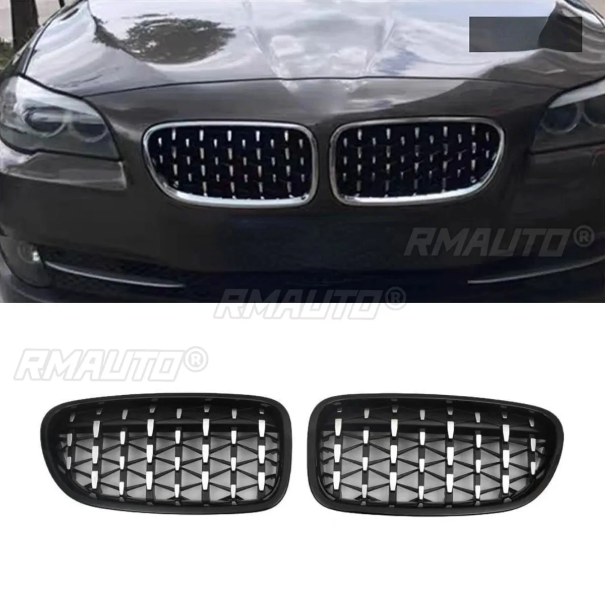 

Решетка бампера автомобиля, декоративные полоски, гоночная решетка, звезда, черная решетка переднего бампера для BMW 5 серии F10 2011-2016, внешняя часть