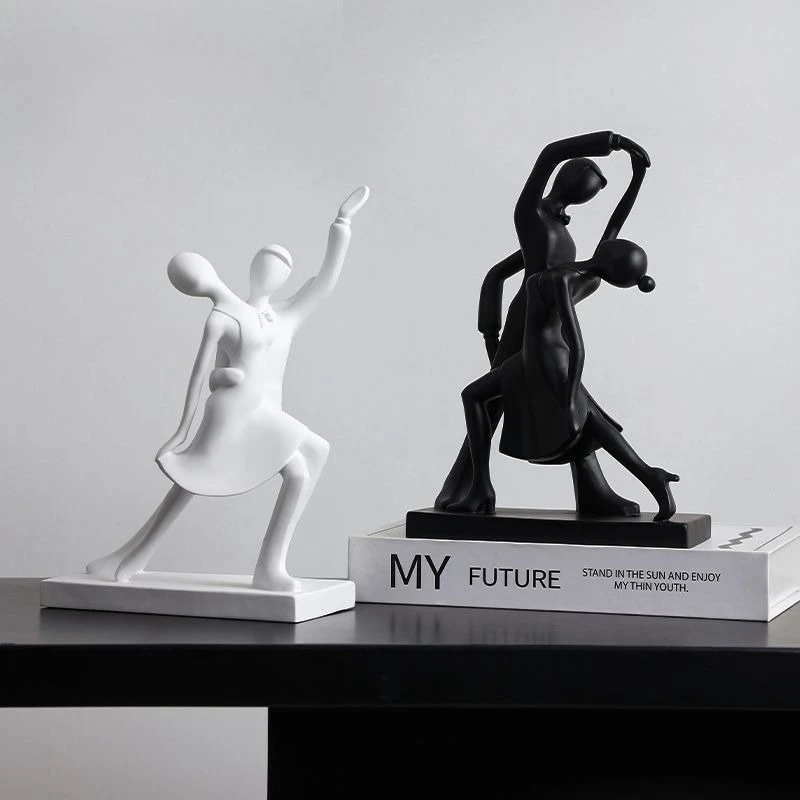 

Современная черно-белая абстрактная художественная фигурка, скульптура, ремесленный шкаф, украшение для рабочего стола, нерегулярная танцевальная фигура, статуя, декор