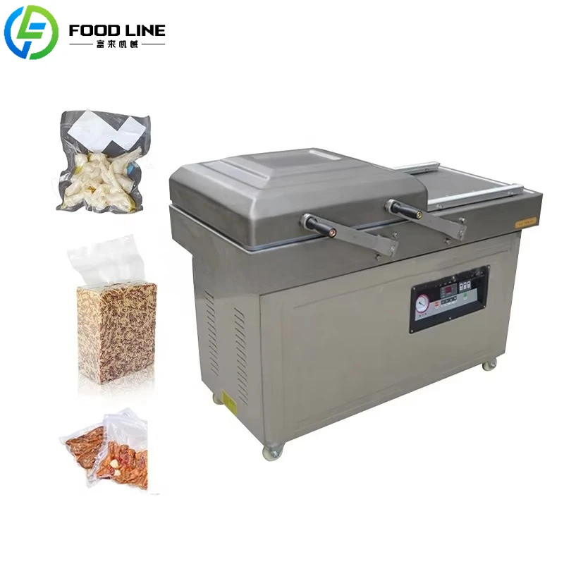 

Customized Double Chamber Pillow Pressure Sealing Vacuum Sealing Machine New Conditions for Packaging Dried Seafood Fish Sausage