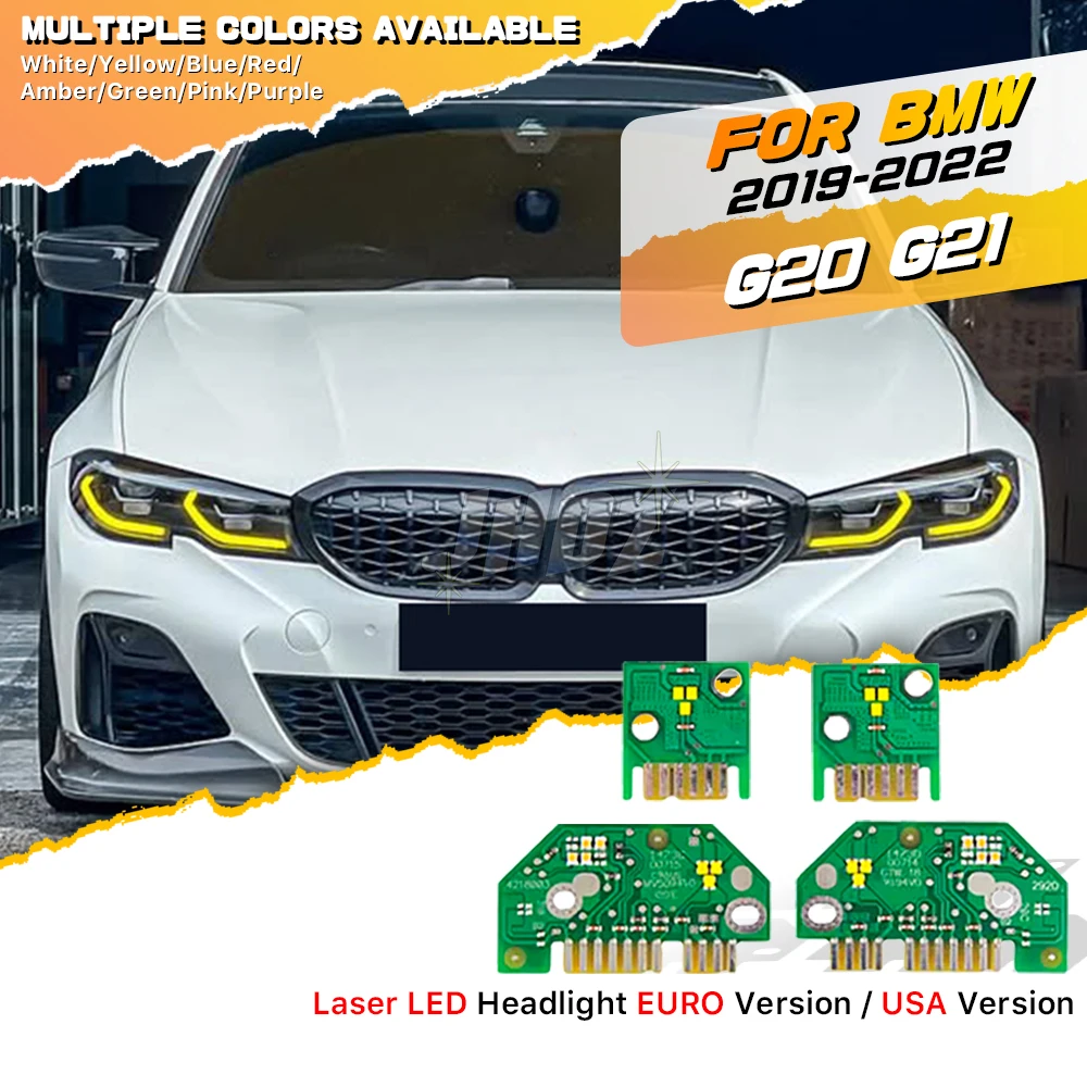 

Lemon Yellow CSL LED Angel Eyes DRL Chips 63118737143 For 19-22 BMW 3 Series G20 G21 Laser Headlight Turn Signal Eu USA Version