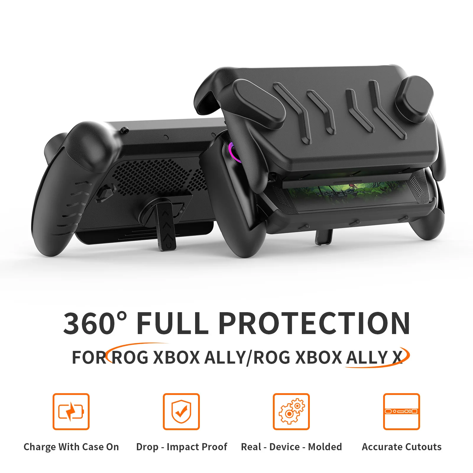 

For ROG Xbox Ally X Protective Case TPU Full Coverage Shell with Pre-installed Charging Port and Stand Design