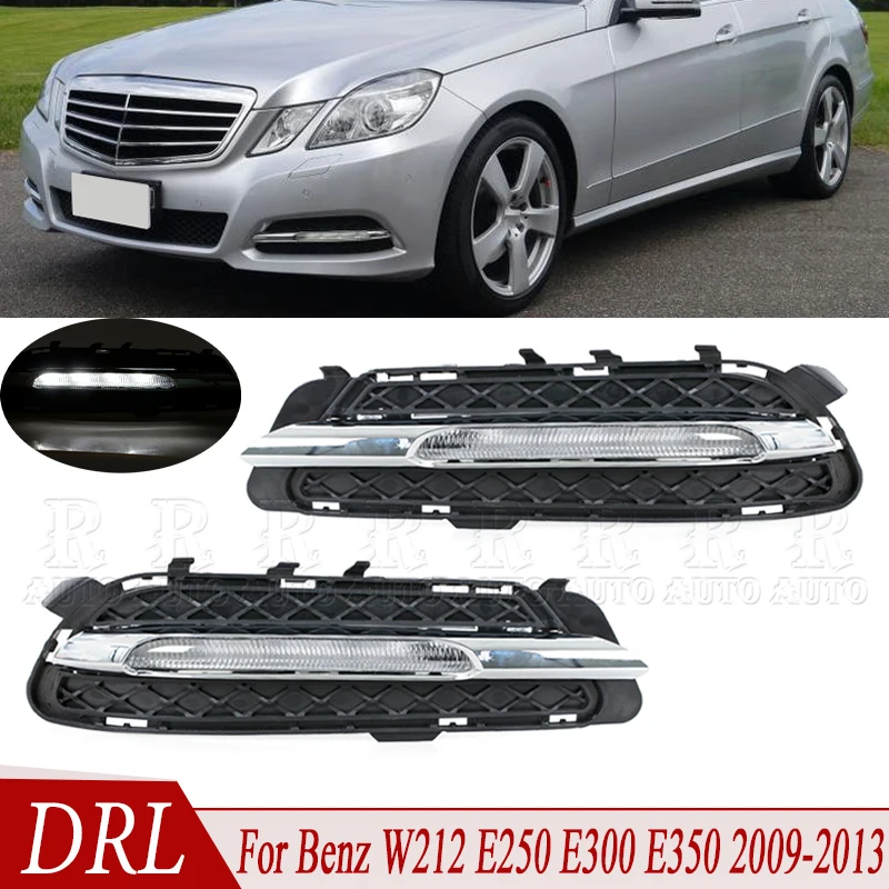 For Benz W212 E250 E300 E350 2009-2013 Car Front Bumper Daytime Running Light DRL Fog Light Grille Molding 2128851574 2128851674