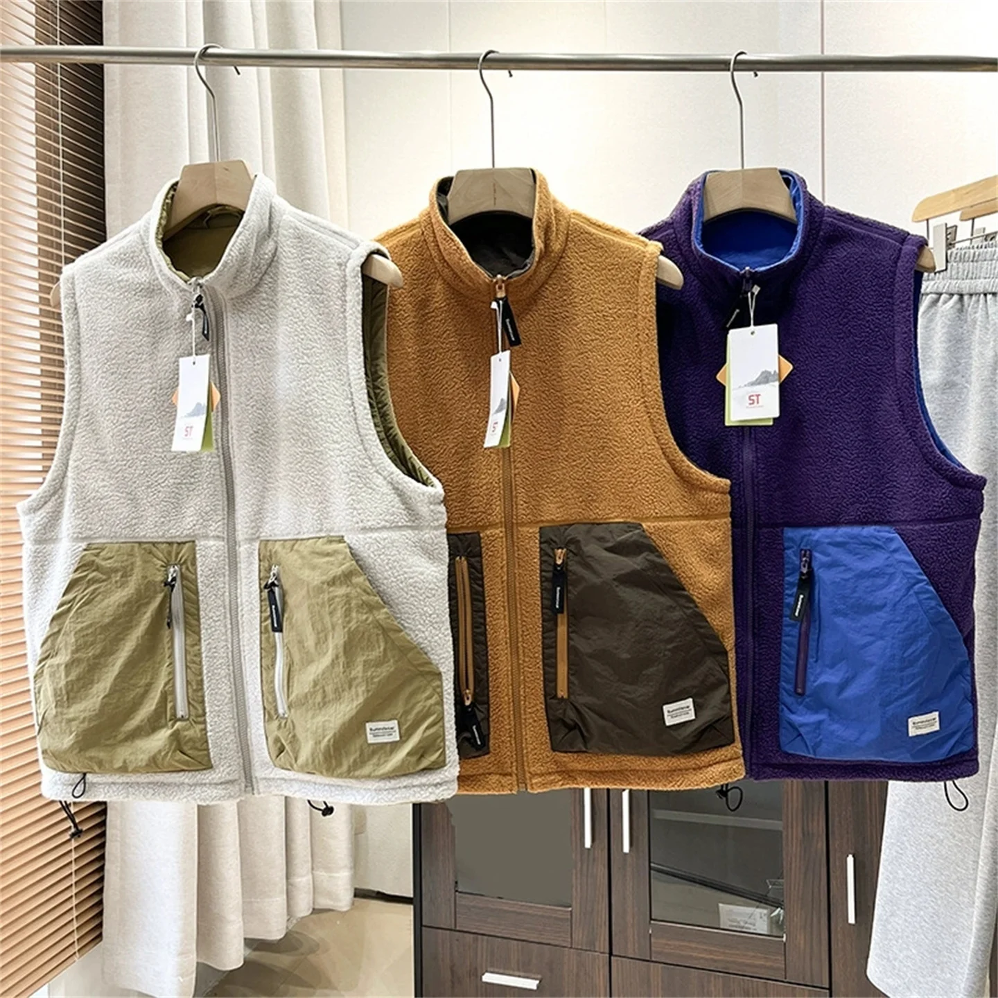 

Двусторонний флисовый жилет унисекс, уличная куртка без рукавов, осень/зима - утолщенный теплый жилет с воротником-стойкой (стиль для пары)