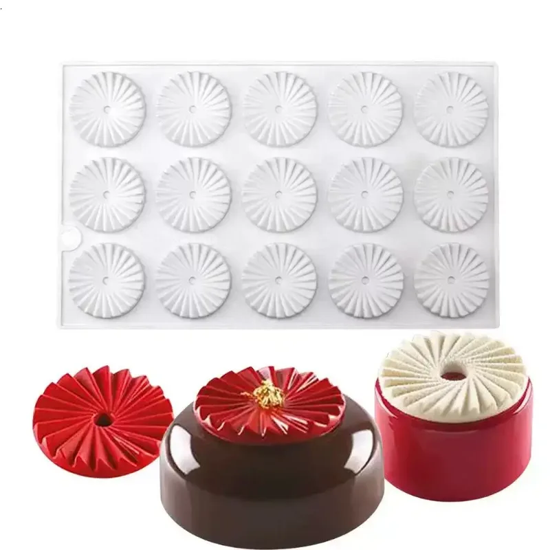 Round Mold, French Baked Chocolate, Insert Cake, Silicone Mold, Origami Mousse Cake, 15-fold Pleated Cake
