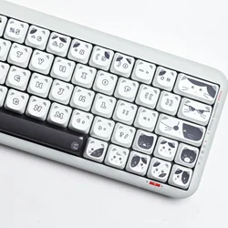 PBT Keycaps Black and White Cat MAO Profile Dye-subbed Keycap 7u For Cherry Mx Switch Mechanical Keyboard Split Alice Space
