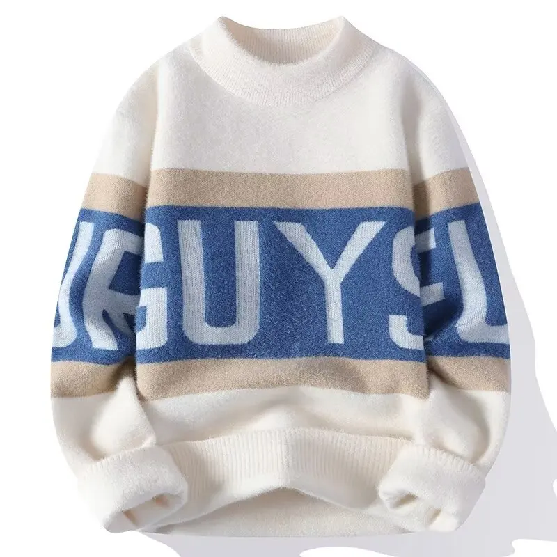 

Зимний теплый плюшевый свитер, пуловеры для мужчин и женщин, 2200, корейский повседневный свитер с круглым вырезом, высокое качество, модная мужская одежда