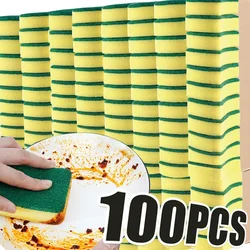 100/1Pcs Kitchen Dishwashing Sponge Soft Absorbent Cleaning Rub Pot Rust Scouring Pad Kits Household Cleaning Brush Sponge Wipes