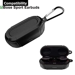 Silicone Protective Cover Front LED Visible Case Skin Designed for Bose Sport Earbuds True Wireless Earphones with Keychain