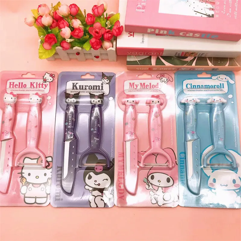 Kawaii HelloKitty Kuromi Peel Fruit Use Cute Sanrio My Melody Style Cartoon Kitchen Peel Suit Student Dormitory Anime Gift