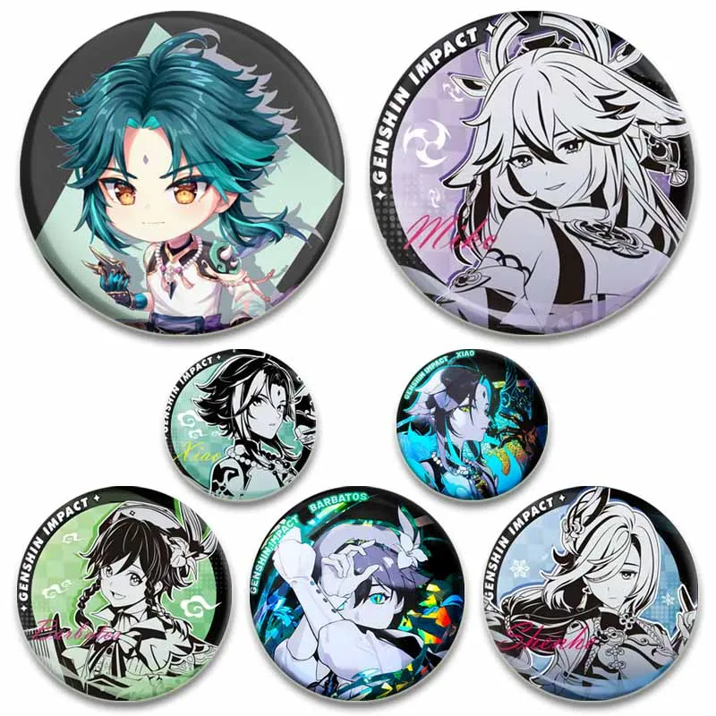 Game Genshin Impact Lapel Pins Shikanoin Heizou Zhongli Xiao Cosplay Badge Anime Brooch Backpack Shirt Decoration Cartoon Gifts