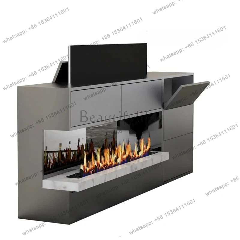 

Intelligent remote control lift TV partition cabinet can be placed in fireplace custom voice control integrated