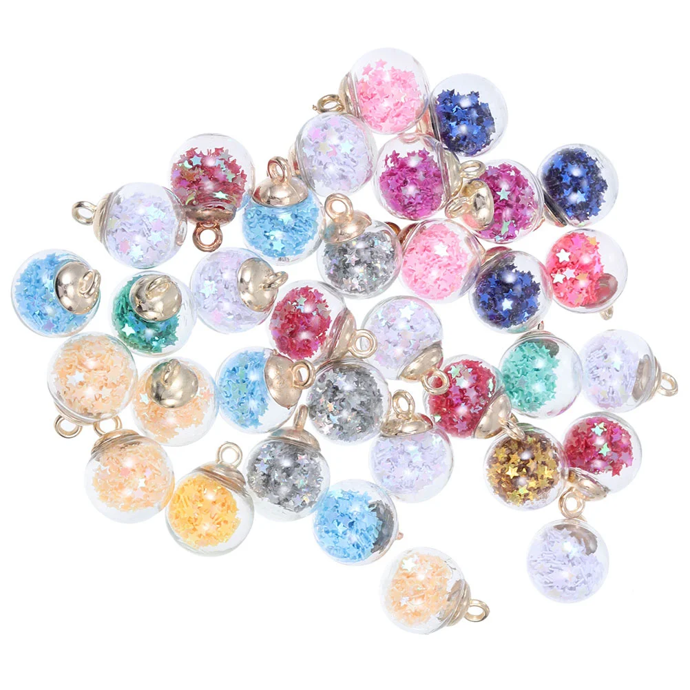 60 Pcs Glass Ball Pendant Earrings Charms Delicate Scattered Beads Making Supplies Jewelry Simple Birthday