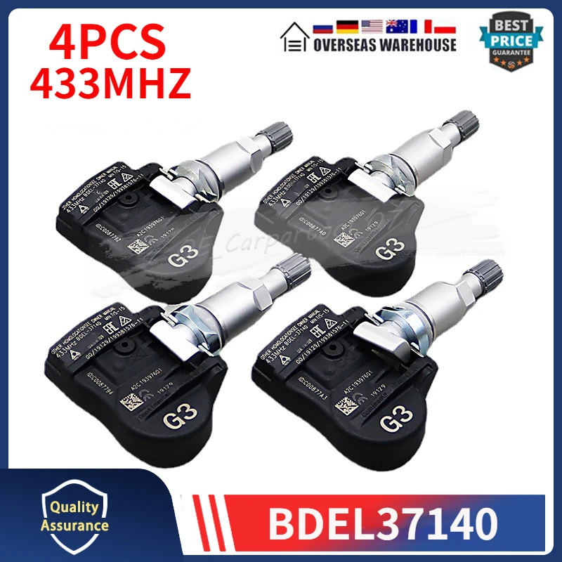 BDEL37140 BDEL-37-140 TPMS 433MHZ Car Tire Pressure Monitoring Sensor 4PCS For Mazda 3 CX-30 2019 2020 2021 2022 2023 2024