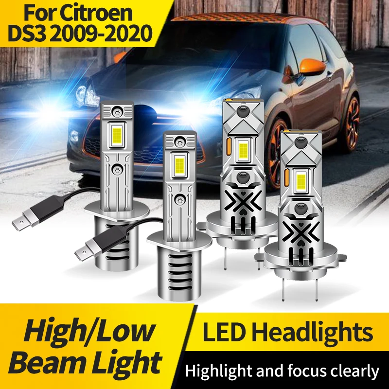 

2PCS For Citroen DS3 2009-2020 H7 Auto LED Headlight Lamp Bulbs H1 High Low Beam Driving Light for Cars 20000LM