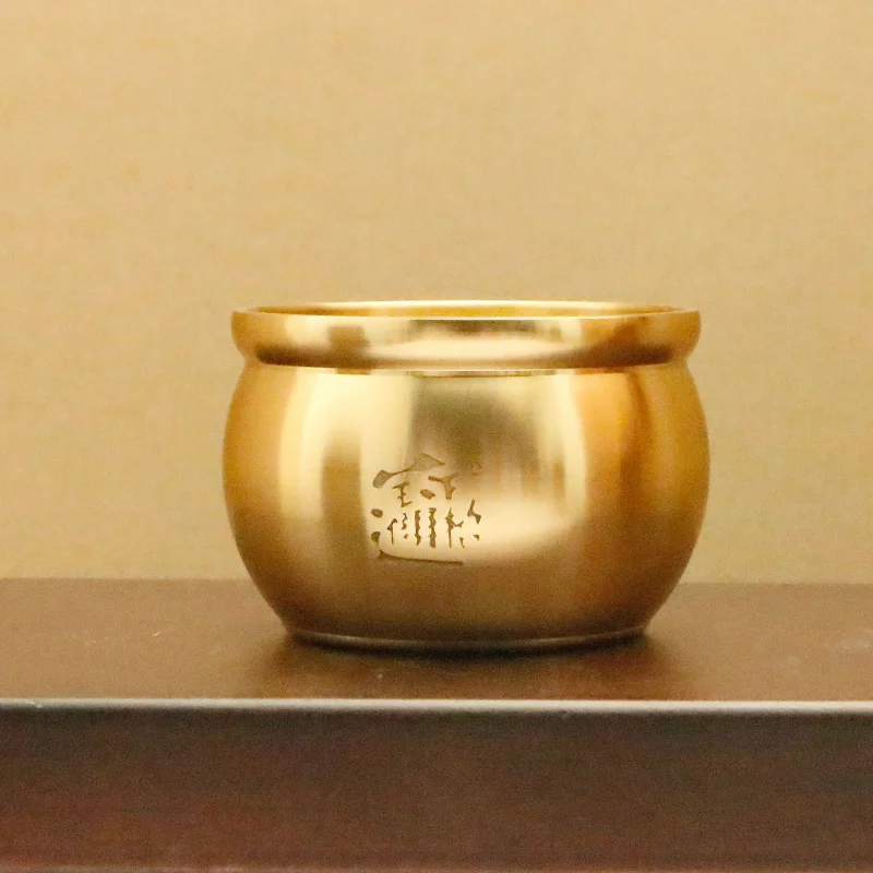 

Brass Carved Wealth-Attracting Gold Toad Small Living Room Home Fortune Gathering Lucky Bead Rice Jar Craft Ornament