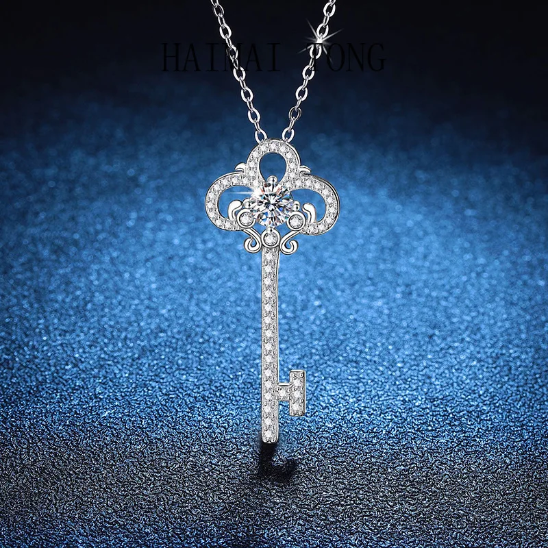 

HAIMAITONG PT950 Platinum Live Лидер продаж трансграничное, ожерелье с муассанитом, кулон, сумерка, ключ, цепочка на ключицу, муассанит, шея