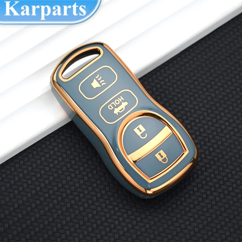 TPU Car Key Cover for Nissan 350Z Maxima Sentra Armada Titan Kicks Murano 3 4 Buttons Smart Remote Control Protect Case Keychain