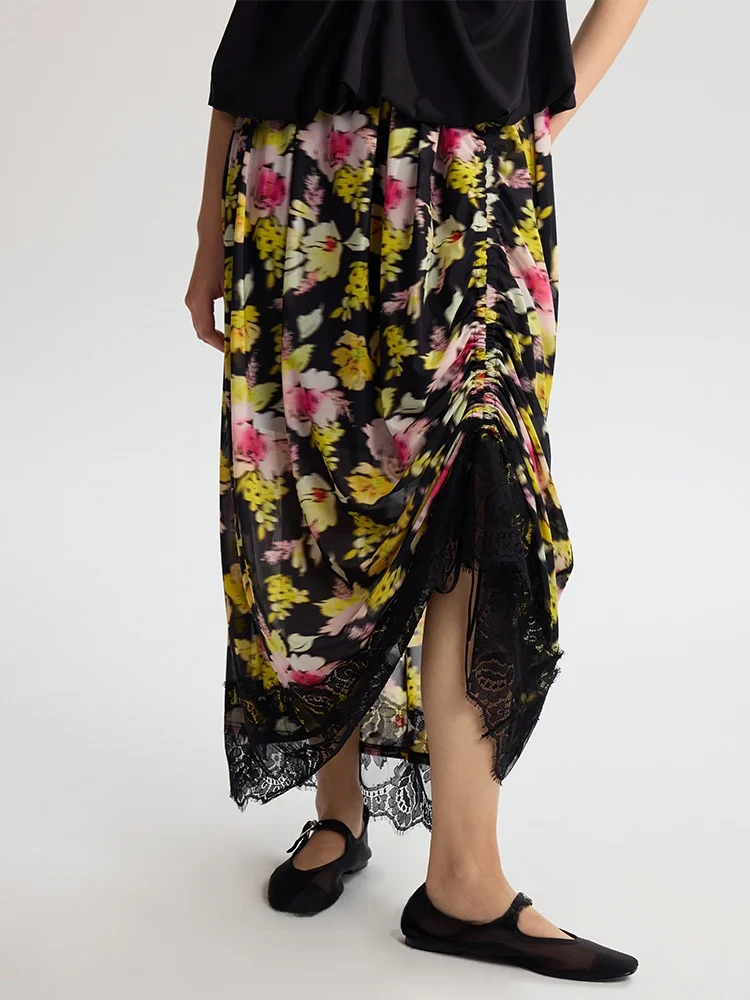 

Юбка из тюля с цветочным принтом и завязками LINGLI, средняя талия, свободный крой, полиэстер, нейлон, волокно Cosite