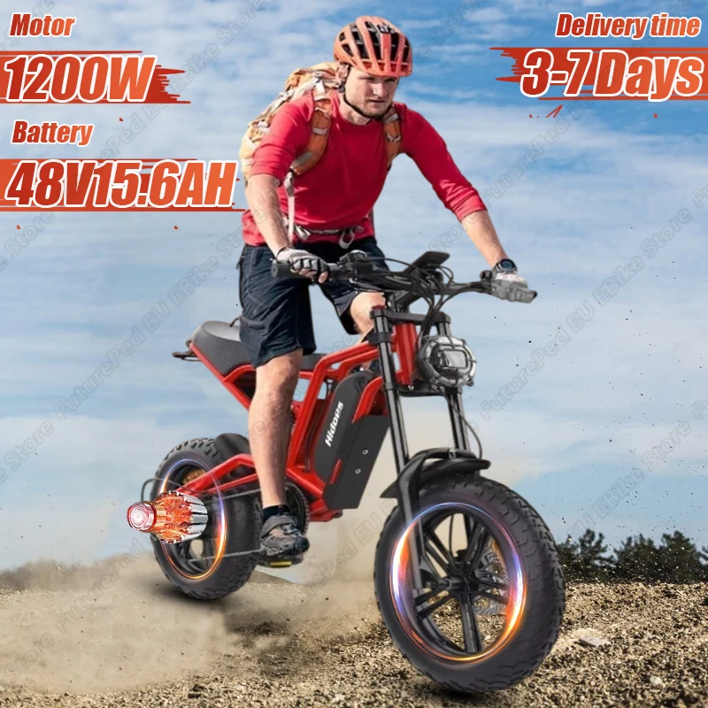 HD-B6 Electric Bicycle 1200W Powerful Motor 48V15.6AH Removable Battery Aldult E-bike 20*4.0-In Fat Tire Mountain Electric Bike