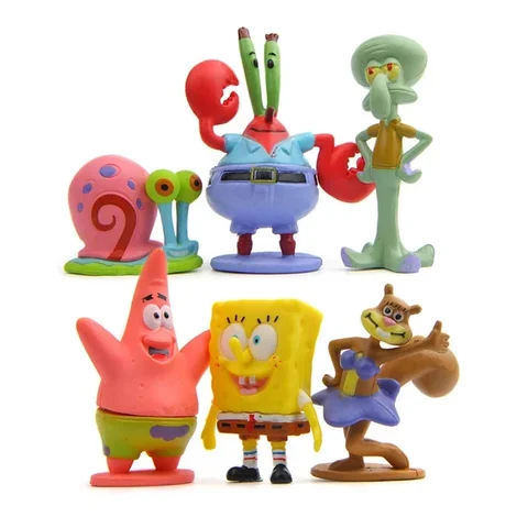 Juguetes de cápsula Kawaii 6 unids/set Patrick Star esponja BoBes PVC modelo figura de acción muñecas esponja BoBes BoBes juguetes para niños regalo de Navidad