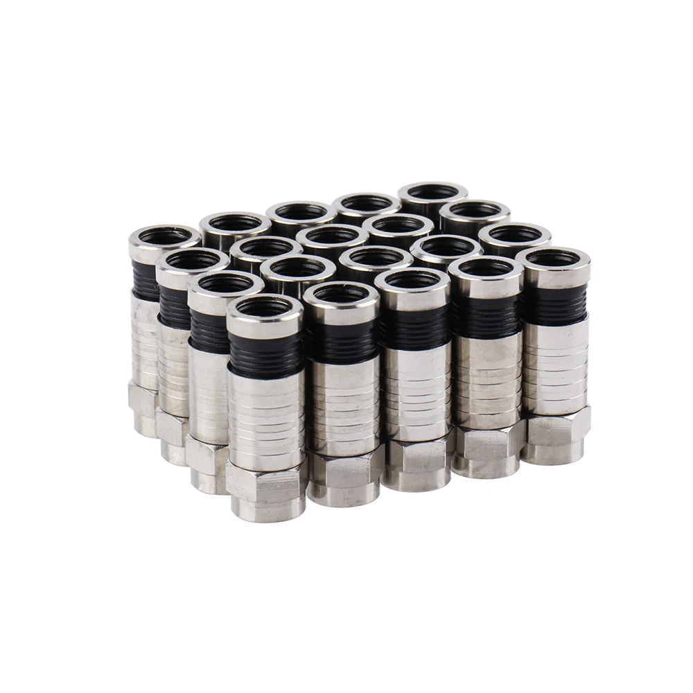 10pcs 20pcs RG6 Compression Connectors Waterproof Connection F Compression Connector Coax Cable Coaxial Compression Tool