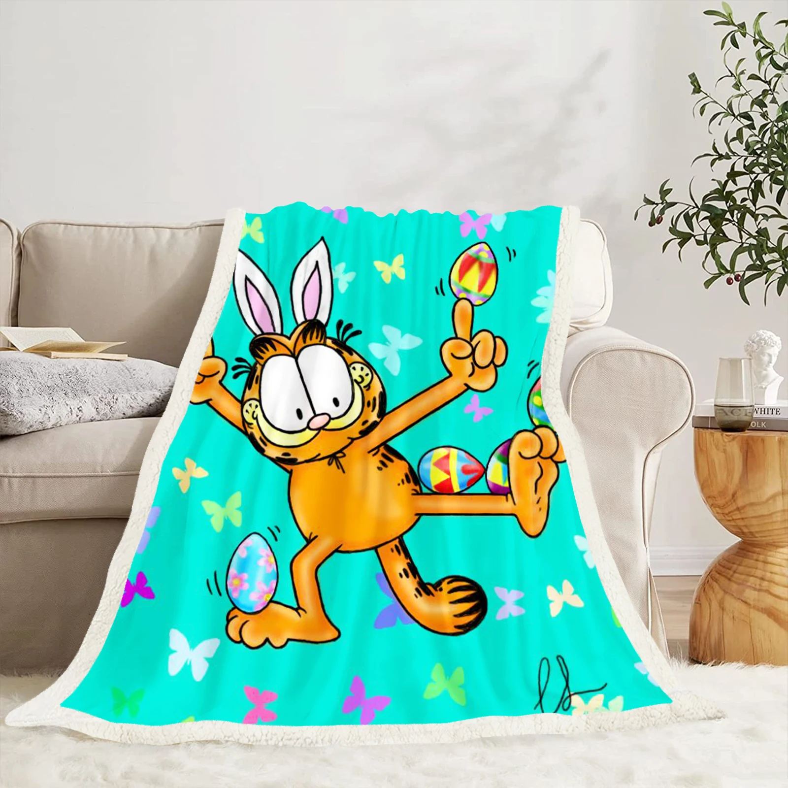 Garfield Anime Blanket For Winter Furry Microfiber Fabric Home Travel Airplane Bed Blankets And Throws Luxury