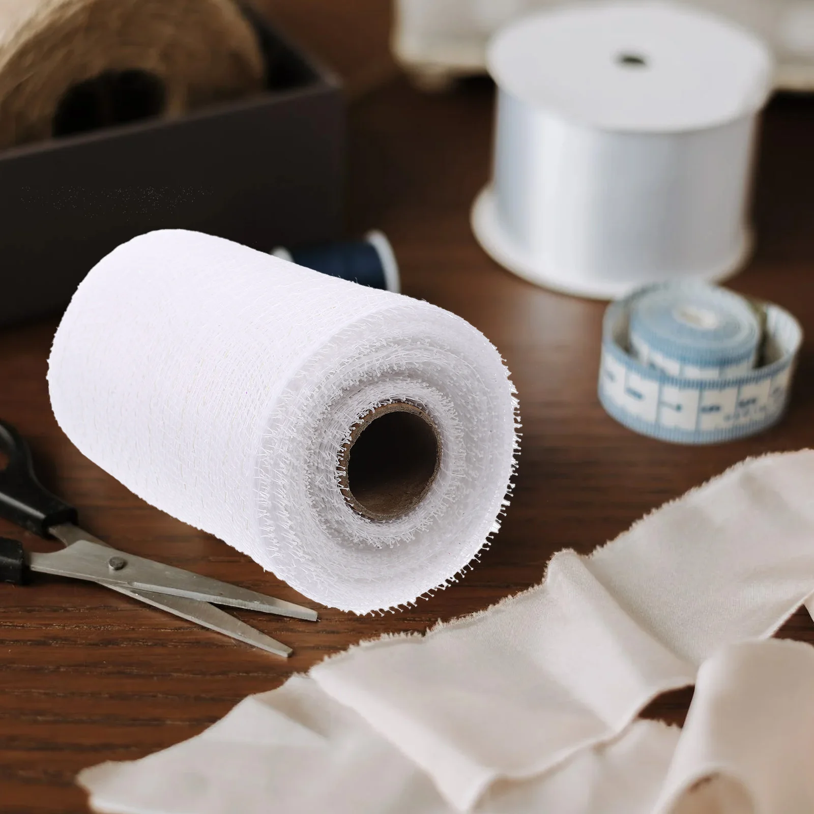 

Decorative Mesh 2 Rolls Wedding Party Gift Wrapping Ribbon DIY Crafts Elegant Decorative Mesh Ribbons Packaging Material
