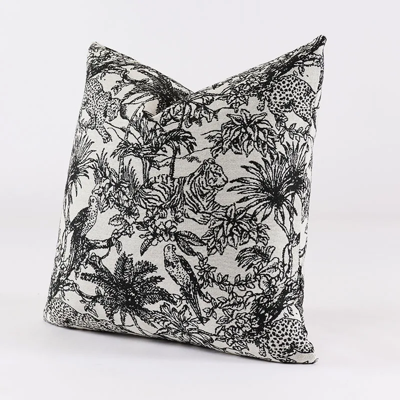 Black White Leopard Pillows Jungle Animal Cushion Case Luxury Jacquard Decorative Pillow Cover For Sofa Chair Home Decorations