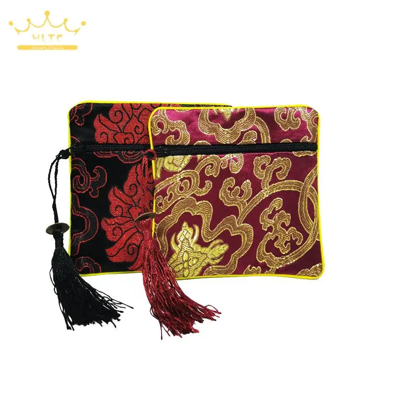 Sac de rangement pour bijoux rétro, pochette à bijoux carrée, porte-monnaie injEmbroidery, boucles d'oreilles, bague, bracelet, petits sacs, poudres, 5 pièces