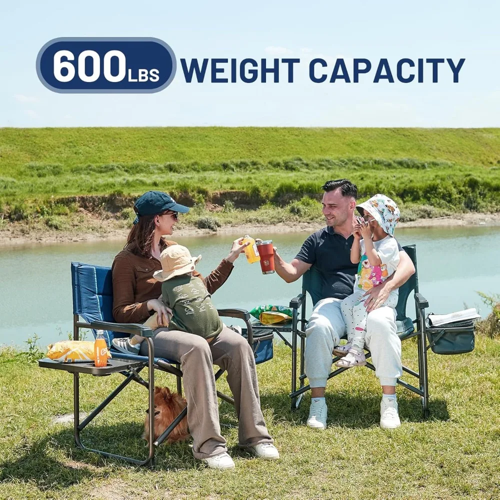 Cadeira de diretores extra grande Timber Ridge XXL - Cadeira de acampamento resistente com capacidade de 600 libras com refrigerador e mesa, dobrável portátil