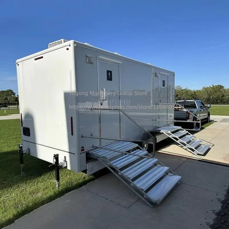 Trailer de Banheiro Portátil de Luxo Comercial, Trailer Sanitário Móvel, Trailer de Banheiro Portátil com Unidade de Chuveiro