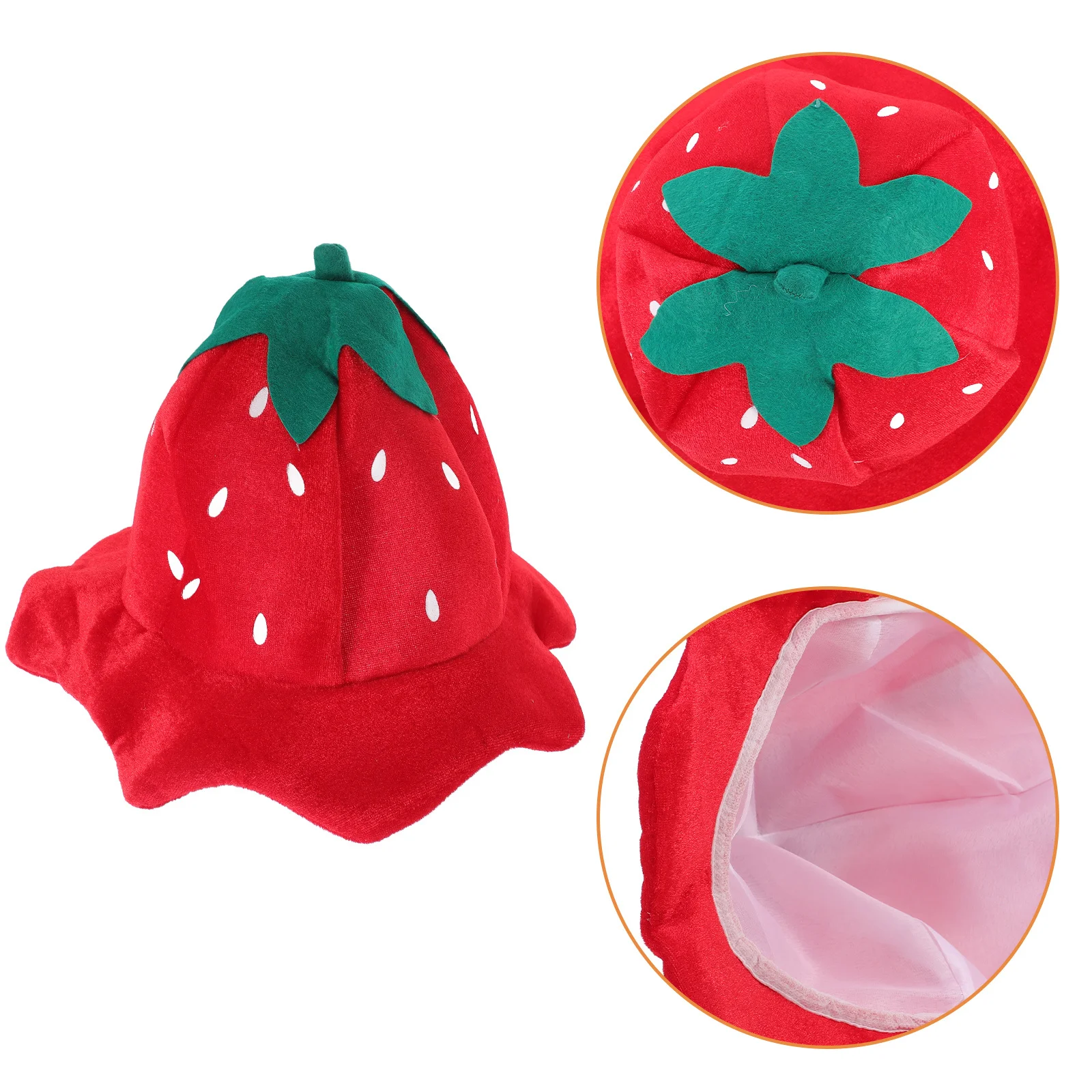 

Halloween Strawberry Hat Cosplay Party Decor Soft Comfortable Material Accessory Photo Prop Strawberry Hat