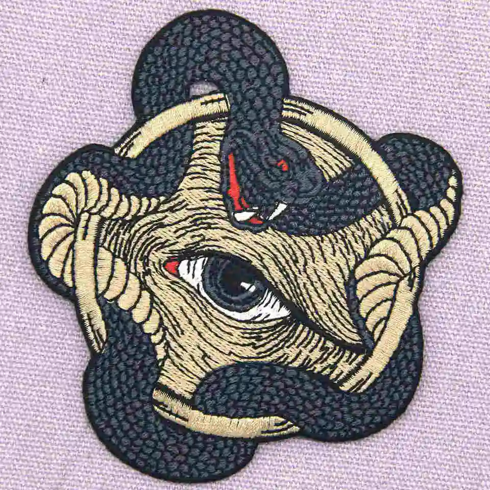 Embird Badge Embroidered All Seeing Eye with Snake Boa Sew On Handmade 3D Applique Iron Mini Patches