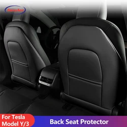 For Tesla Model 3 Y Leather Seat Back Kick Protectors Kick Mats Center Console Protection Pad Kick Mats Back Seat Protector