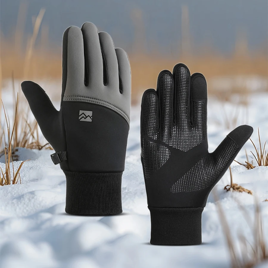 Warme Herbst- und Winterhandschuhe für Herren, Sport, Radfahren, Skifahren, Winter, kalter und wasserdichter Touchscreen, rutschfest und winddicht