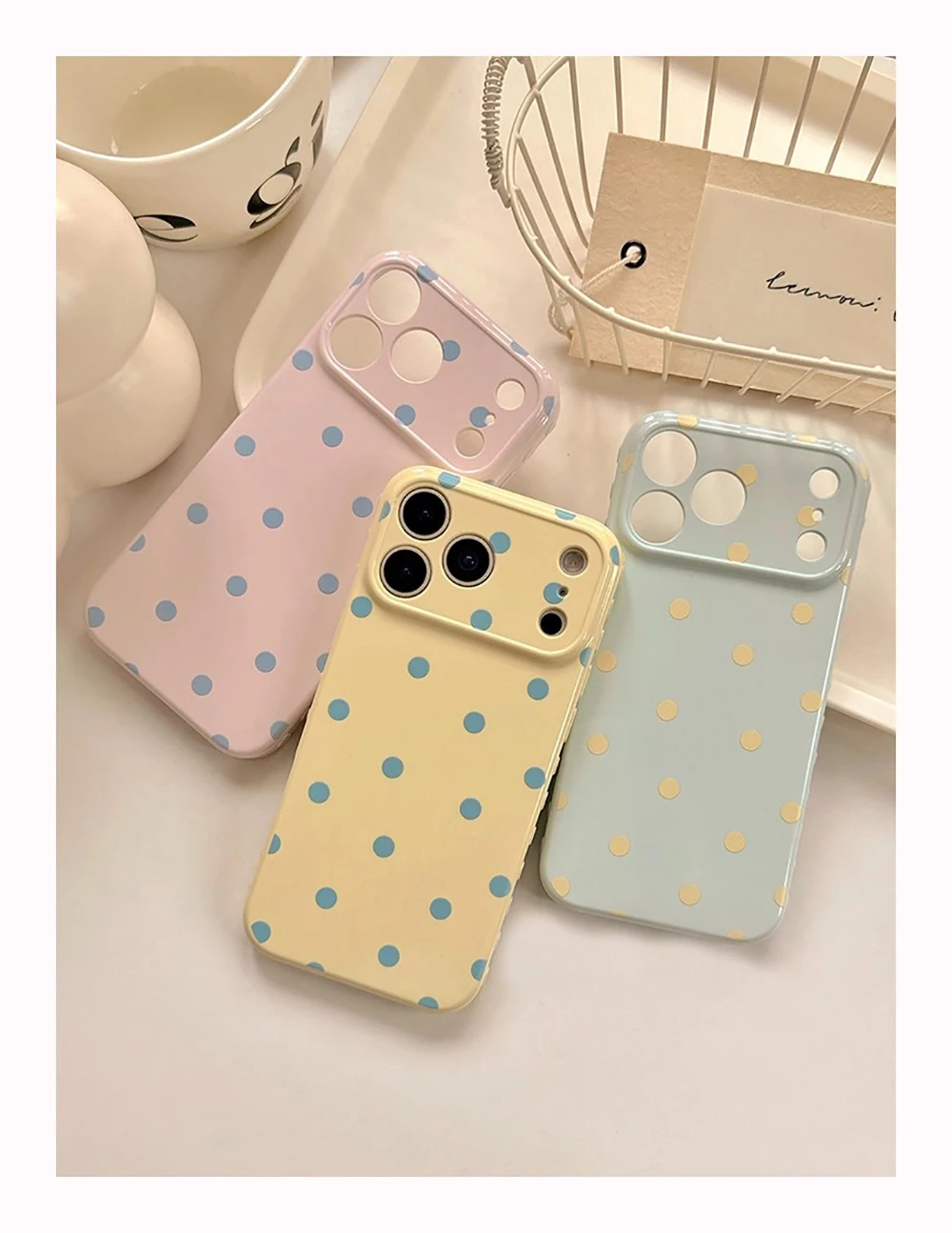 INS Niedliche Polka Dot Weiche Handyhülle für iPhone 14 16 15 17 18 Pro Max Koreanische Candy Pink Handy Schutzhülle Rückseite – Detail 3