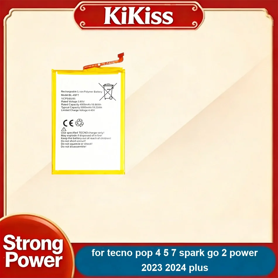 

Mobile Phone Battery Reliable Power BL-49ET BL-48BT BL-49FT 4000-5000mAh For Tecno Pop 4 5 7 Spark GO 2 Power 2023 2024 Plus