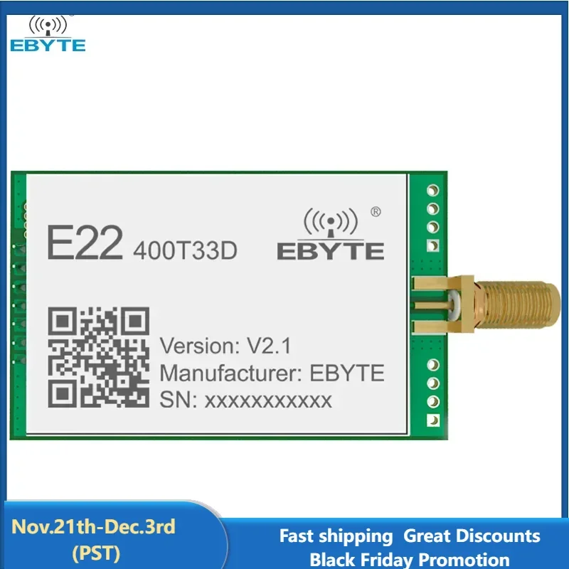 Lora Wireless Module 33dBm 400MHz EBYTE E22-400T33D-V2 Long Distance 16KM RSSI SMA-K Small Size UART DIP Module