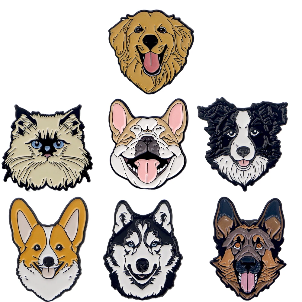 Cartoon Haustier Hund Anstecknadeln für Rucksäcke Manga Aktentasche Abzeichen auf Rucksack Brosche für Kleidung Neue Mode-Accessoires – Detail 1