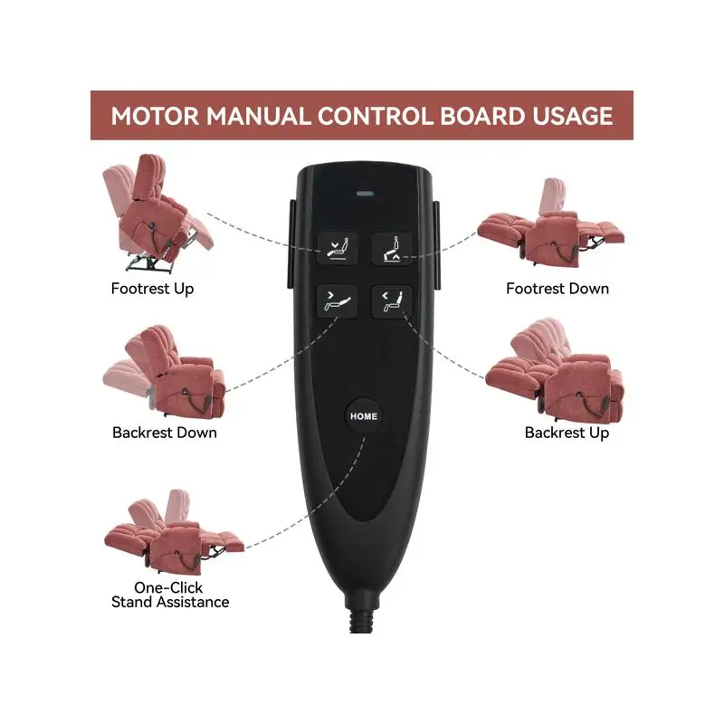 كرسي رفع طاقة بمحرك مزدوج مع حرارة وتدليك، وضع لا نهائي، شديد التحمل حتى 350 رطلًا، متوسط الحجم، جهاز تحكم عن بعد،