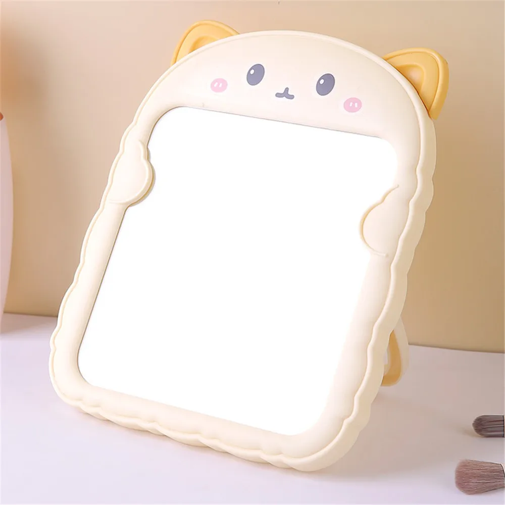 Cartoon Cut Cat Cosmetic Mirror Plastic Desktop Makeup Mirror Flat Mirror With Bracket Girls Dormitory Dressing Mirrors