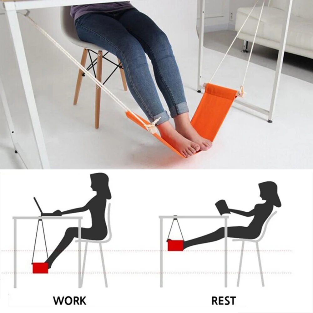 Portable Foot Hammock Strap 2 Hook Polyester Desk Rest Foot Hanger Hanging Chair Foot Put Feet Swing Footrest Leg Hammock Office