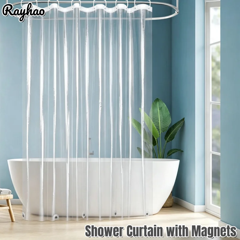 Clear Shower Curtain Liner with Bottom Magnets Mold-proof Moisture-proof Bathtub Stall Bathroom Curtain Thicken Bath Curtain