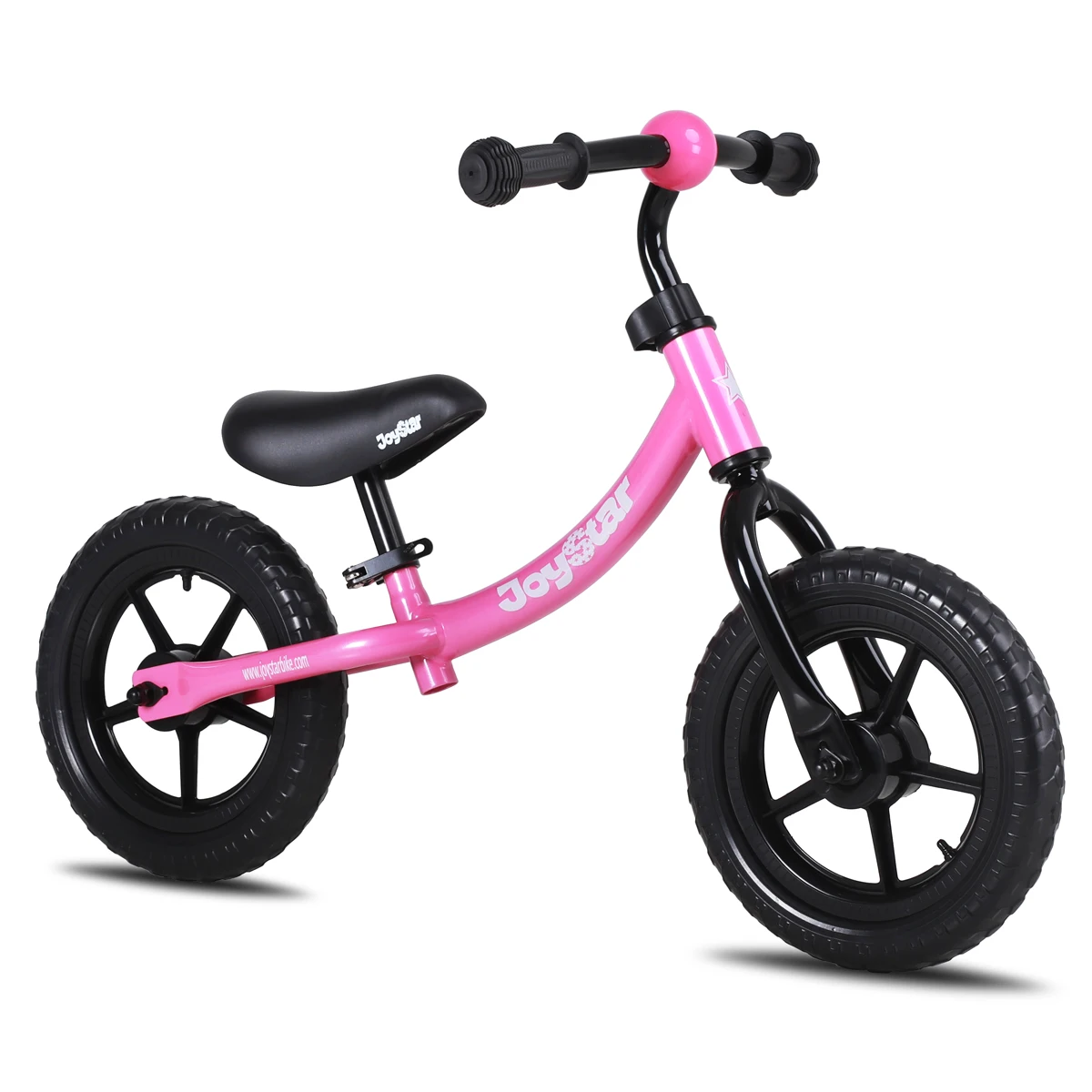 JOYSTAR Bicicleta de equilibrio de 12 pulgadas para niños y niñas de 2 a 5 años, bicicleta de empuje liviana con manillar ajustable, asiento, rosa