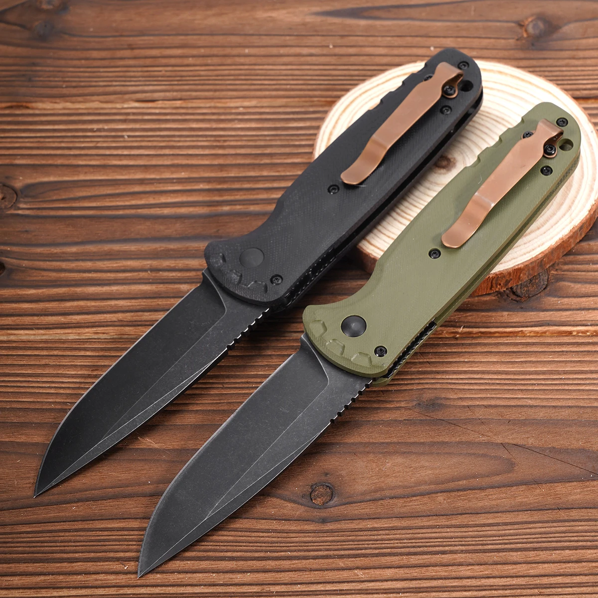 

Camping folding knife featuring a 3.34-inch D2 blade and G10 handle, suitable for fishing, everyday carry, and outdoor use.