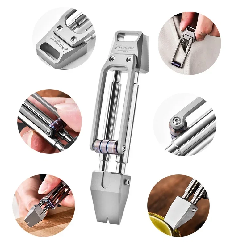 

1Pc Titanium Alloy Multifunctional Pry Bar Edc Decompression Integrated Back Clip Outdoor Tool