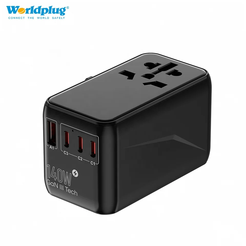 GaN 140W Type-C Fast Charger International Adapter Universal Adaptor Travel Plug
